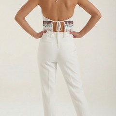 Celeste | Top Halter de Ganchillo con Flecos