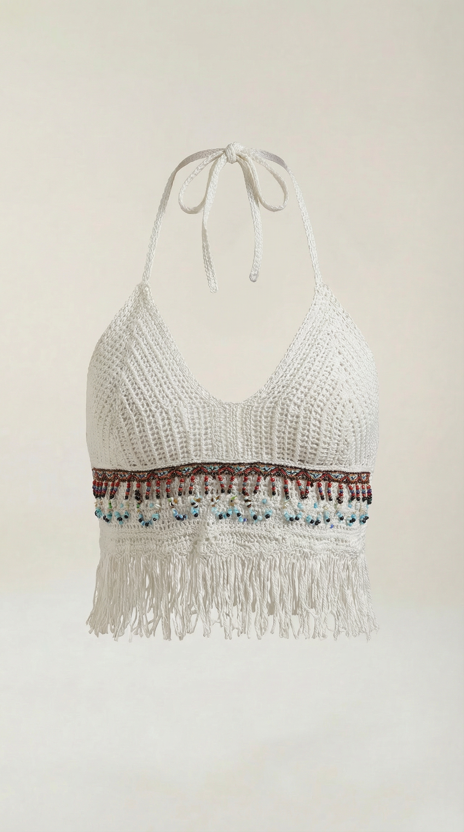 Celeste | Top Halter de Ganchillo con Flecos