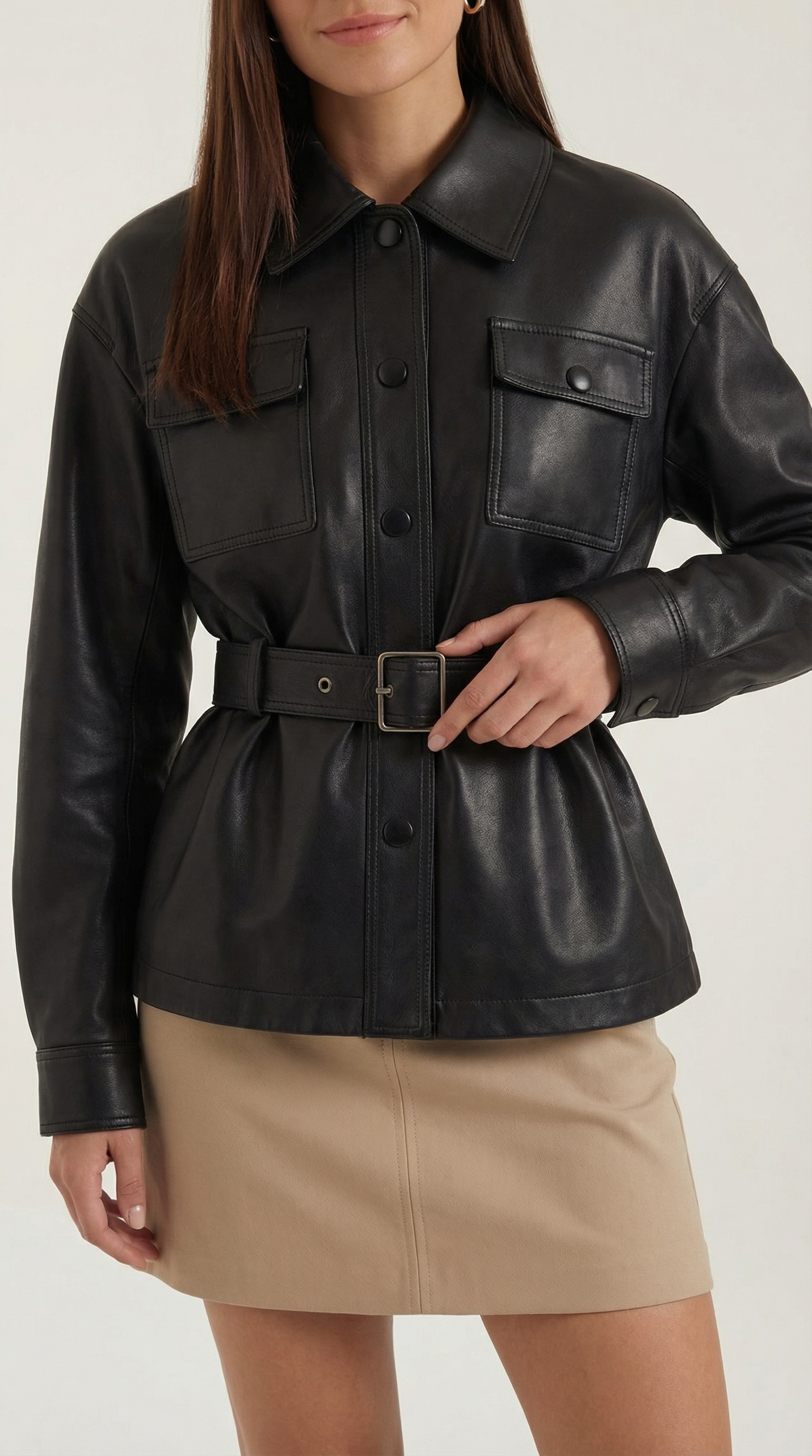Christina | Chaqueta de Polipiel con Cinturón