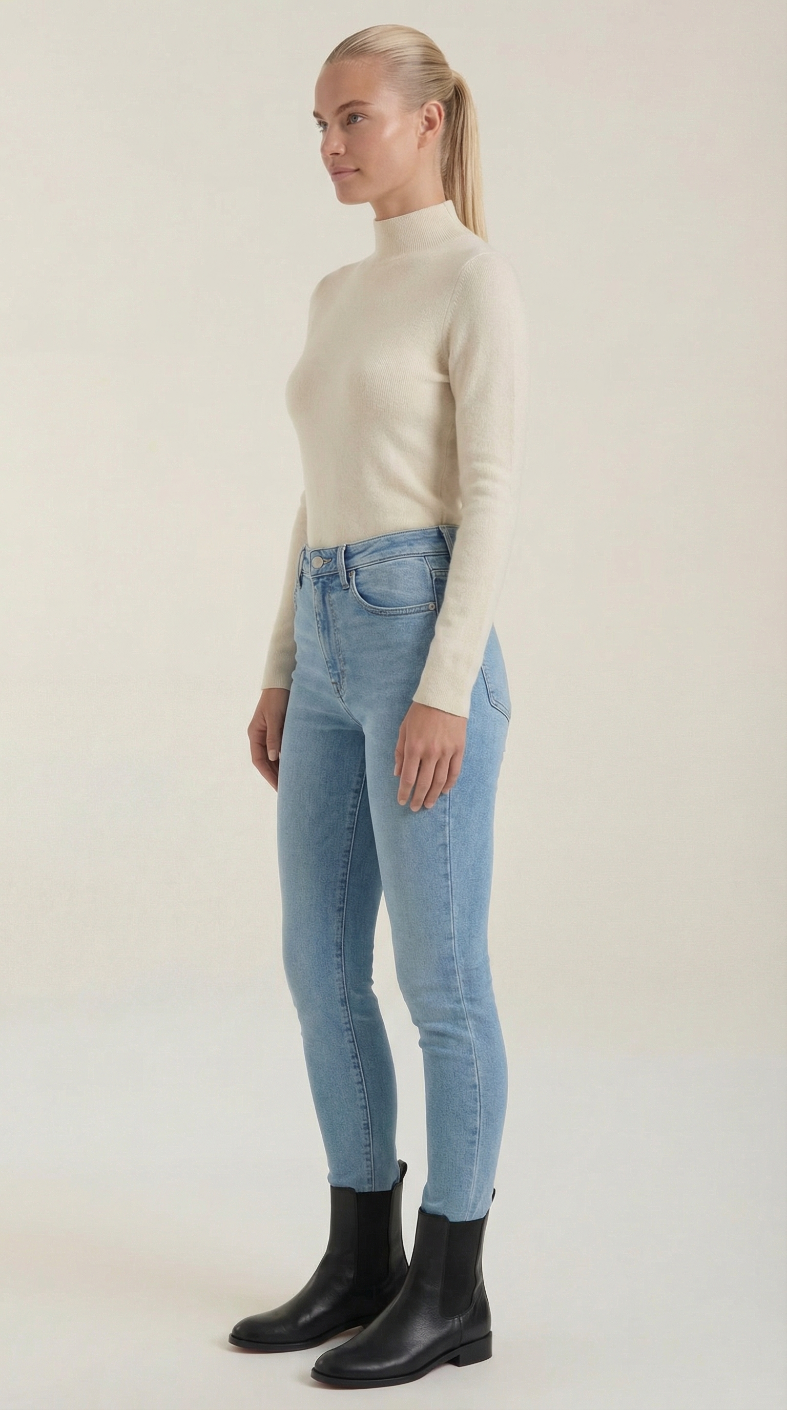 Constance | Top de Algodón de Cuello Alto
