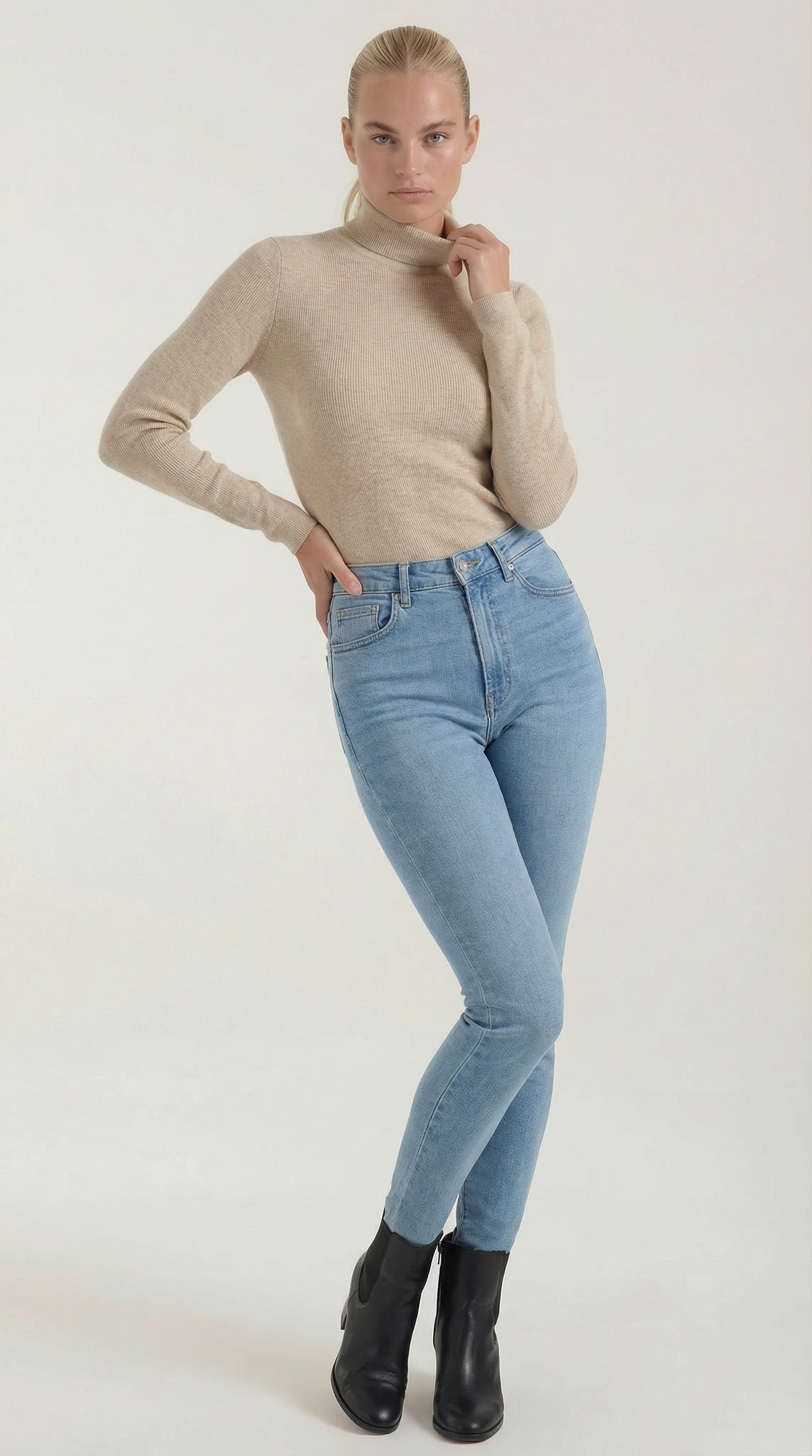 Constance | Top de Algodón de Cuello Alto