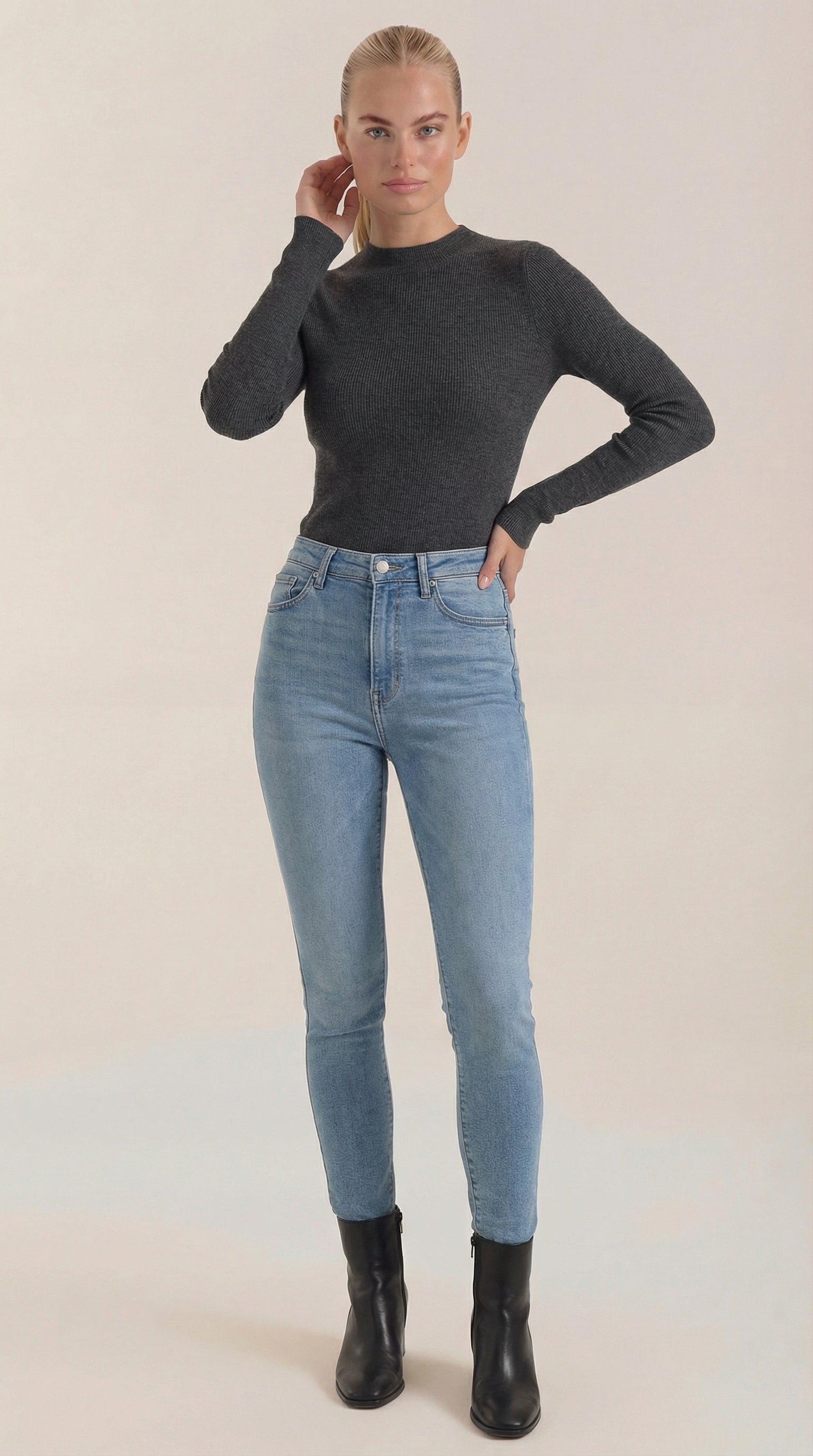 Constance | Top de Algodón de Cuello Alto