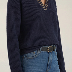 Delfina | Jersey de Lana con Cuello Decorado