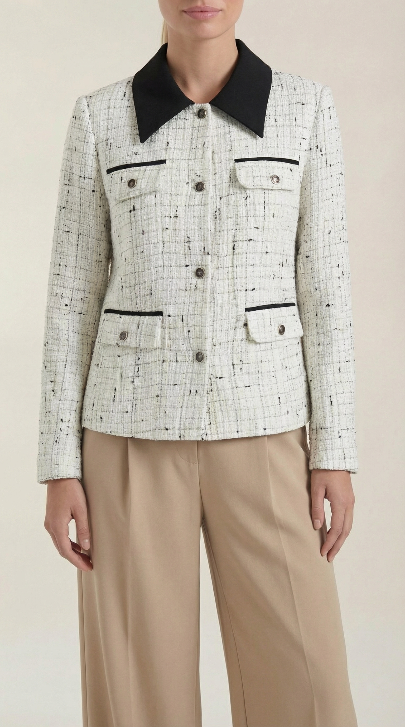Heidi | Chaqueta de Tweed con Cuello a Contraste