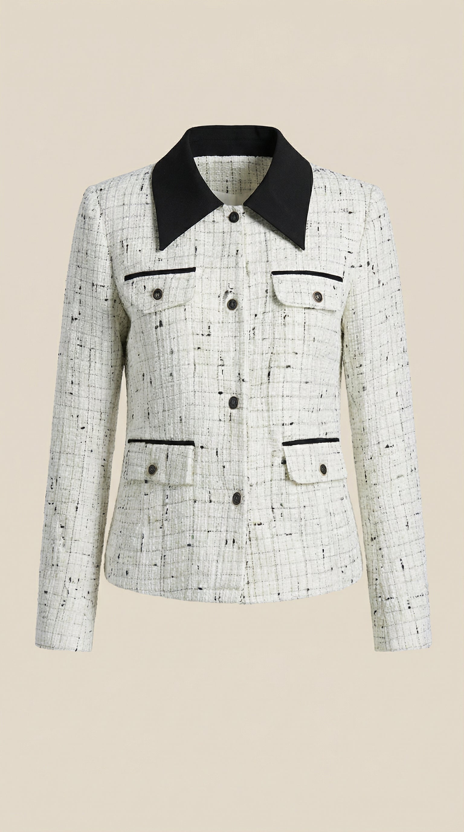 Heidi | Chaqueta de Tweed con Cuello a Contraste