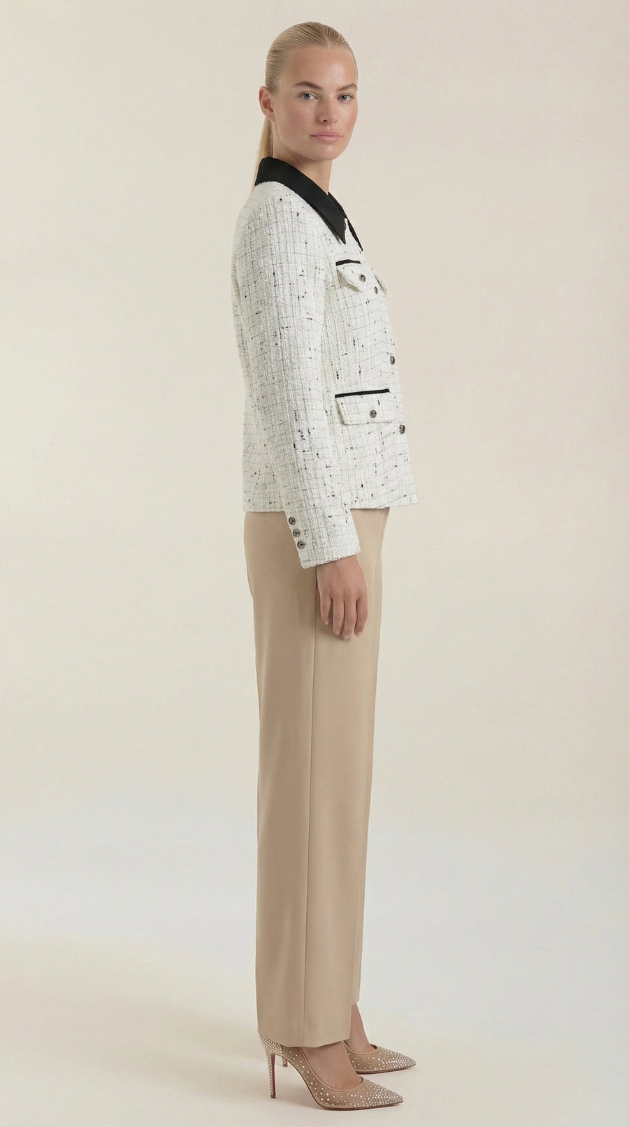 Heidi | Chaqueta de Tweed con Cuello a Contraste