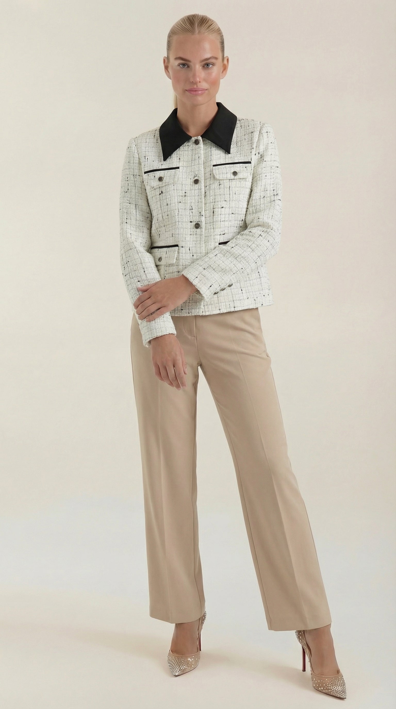 Heidi | Chaqueta de Tweed con Cuello a Contraste
