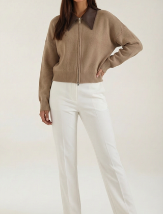 Irene | Chaqueta Corta de Punto con Cuello