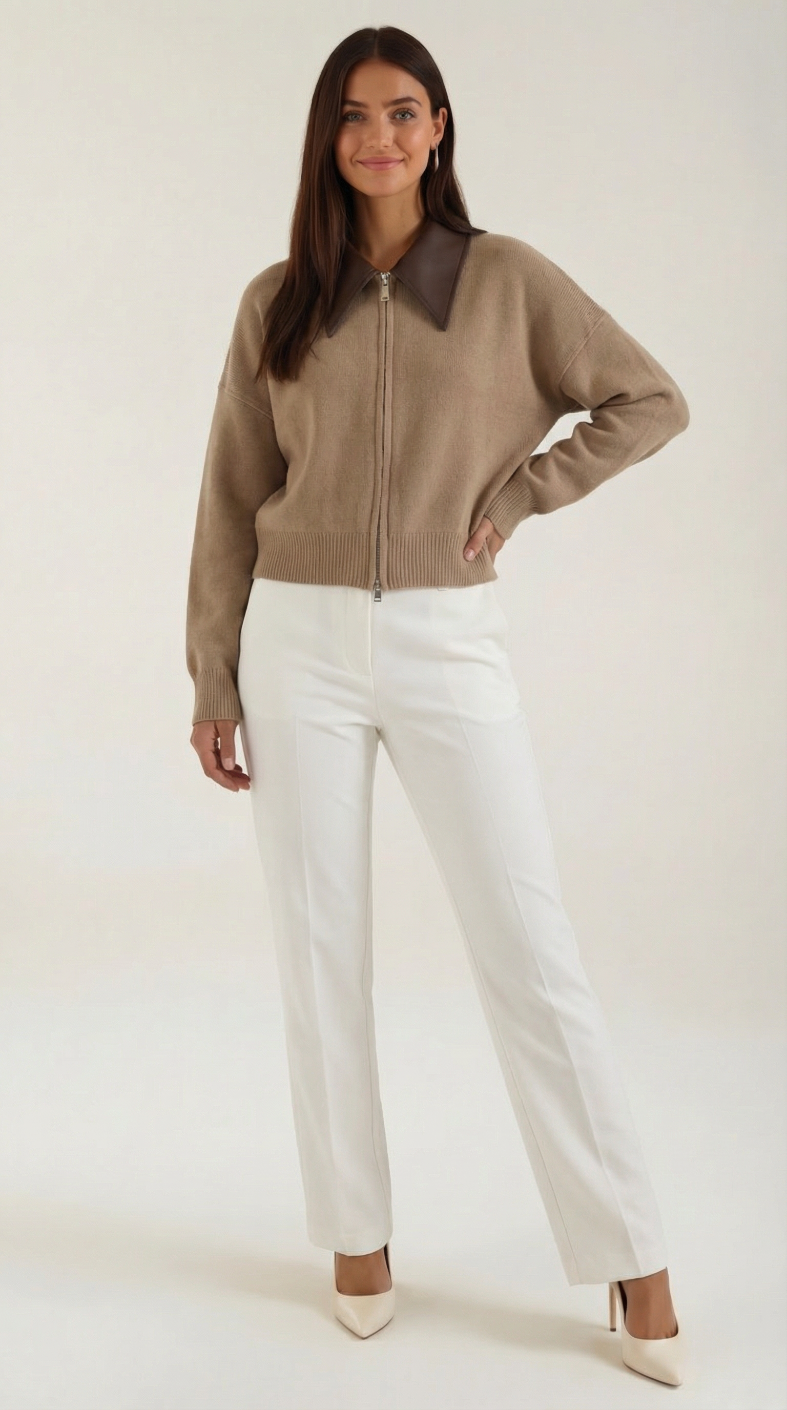 Irene | Chaqueta Corta de Punto con Cuello