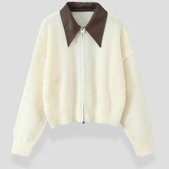 Herminia | Chaqueta Corta de Punto con Cuello