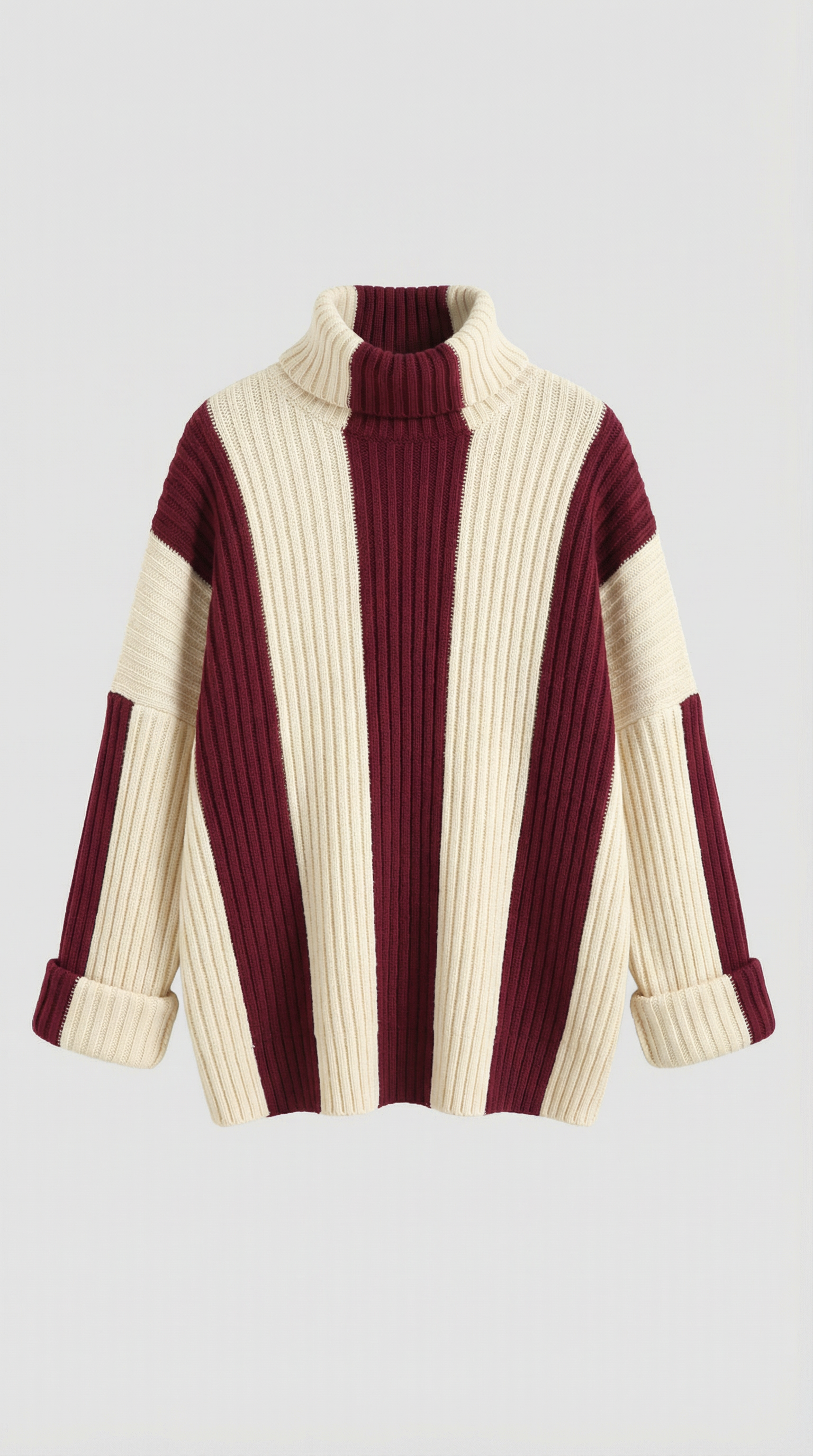 June | Suéter Oversize de Cuello Alto a Rayas