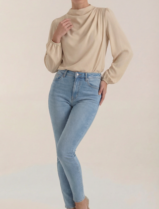 Marcia | Blusa Drapeada de Manga Larga