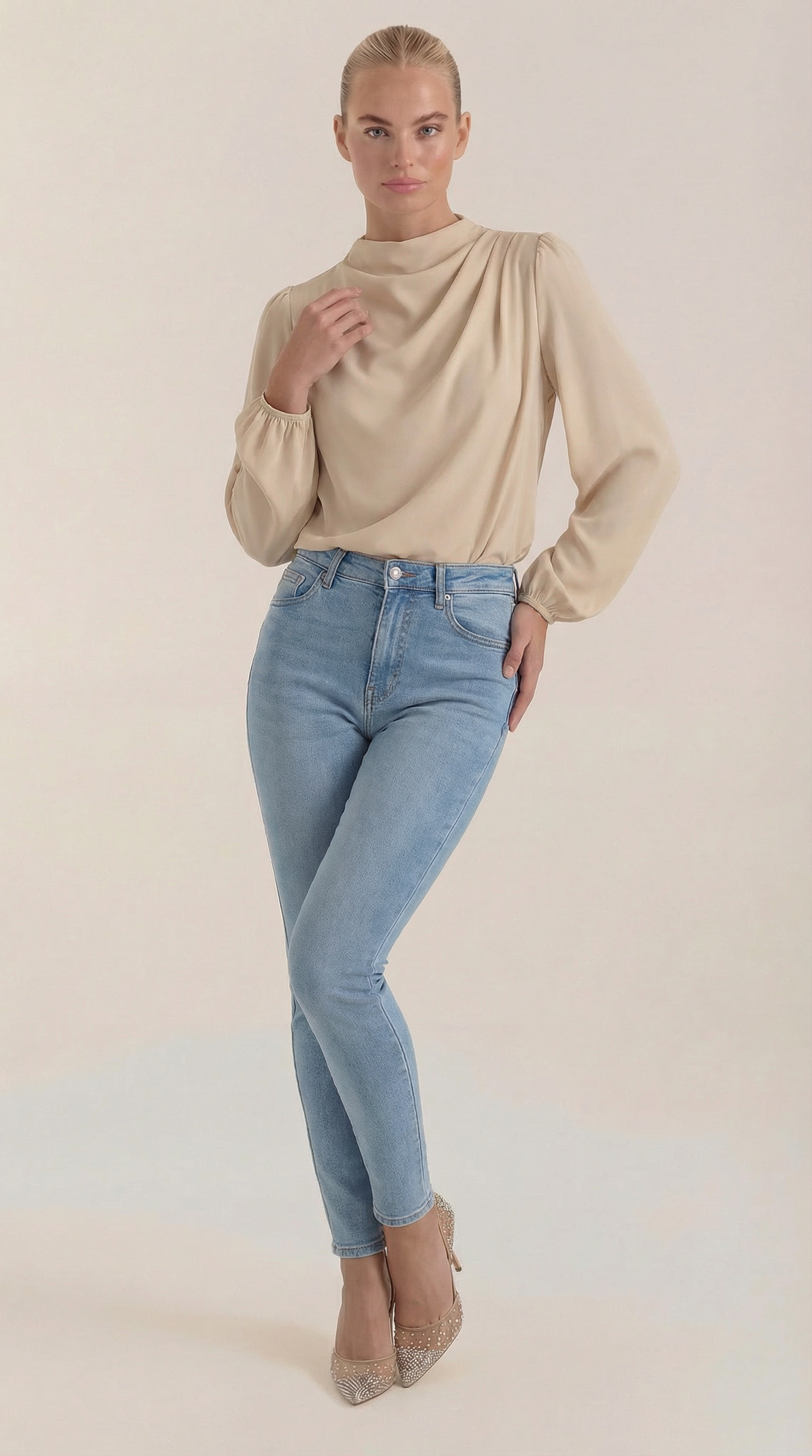 Marcia | Blusa Drapeada de Manga Larga