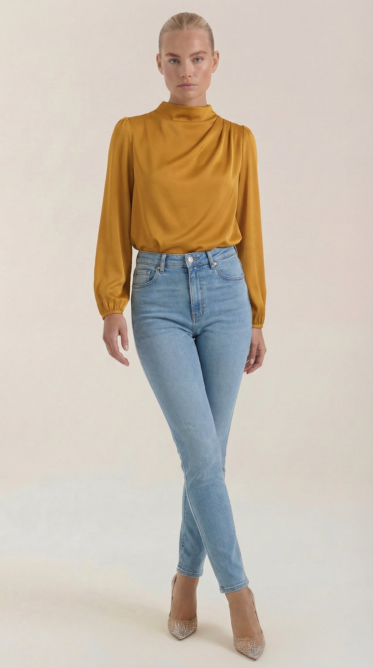 Marcia | Blusa Drapeada de Manga Larga