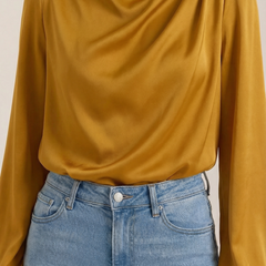 Marcia | Blusa Drapeada de Manga Larga