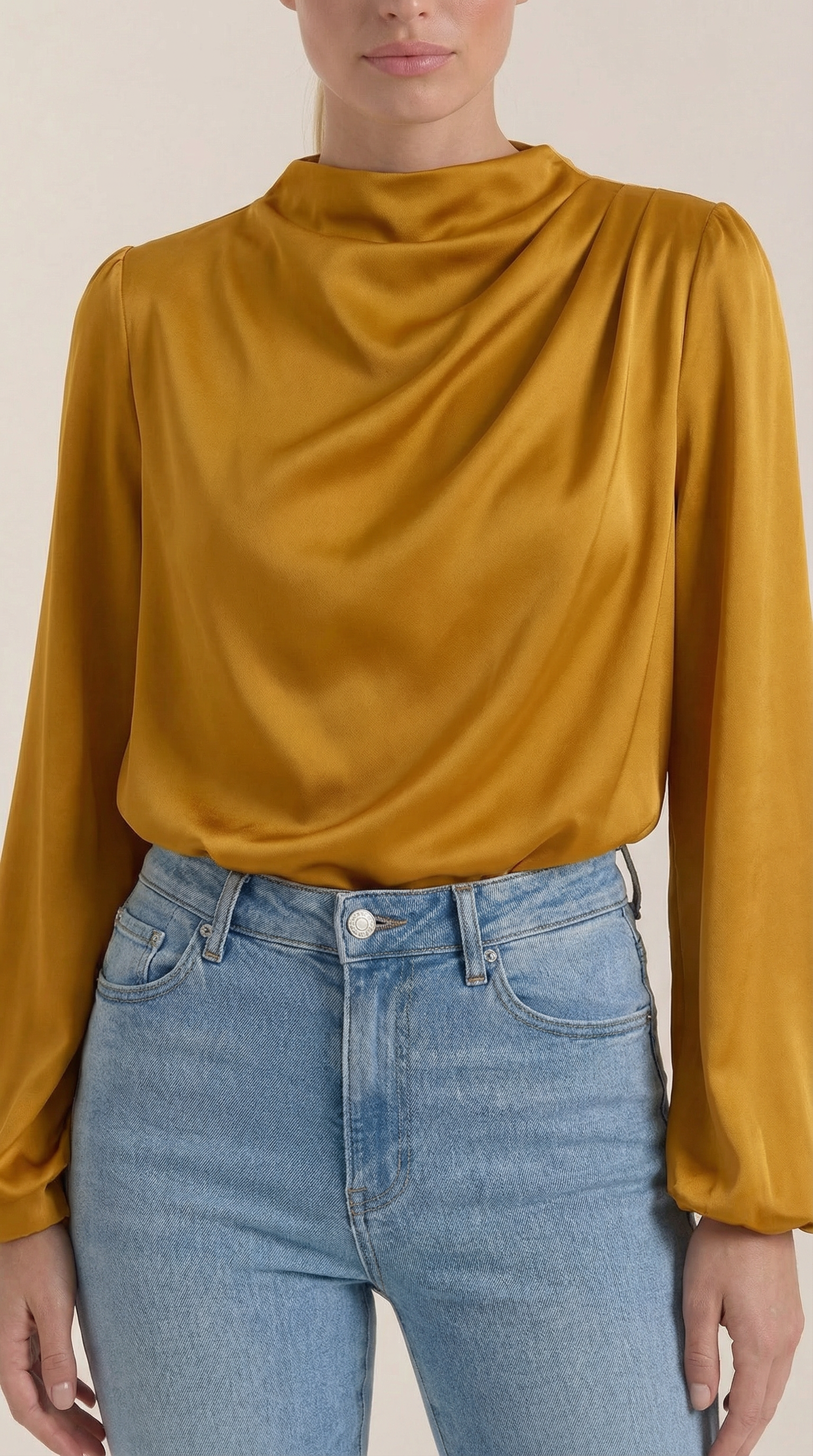 Marcia | Blusa Drapeada de Manga Larga