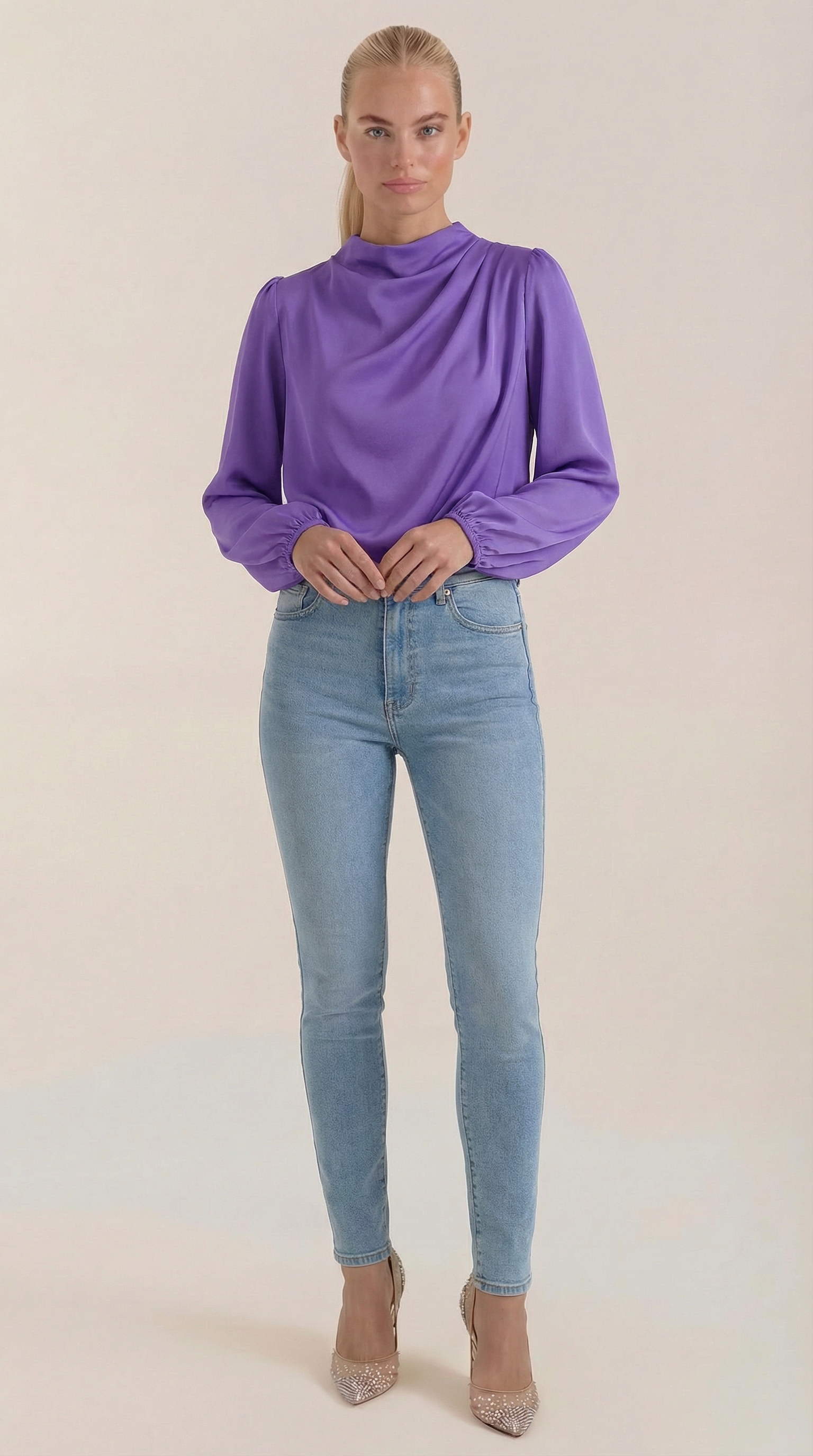 Marcia | Blusa Drapeada de Manga Larga