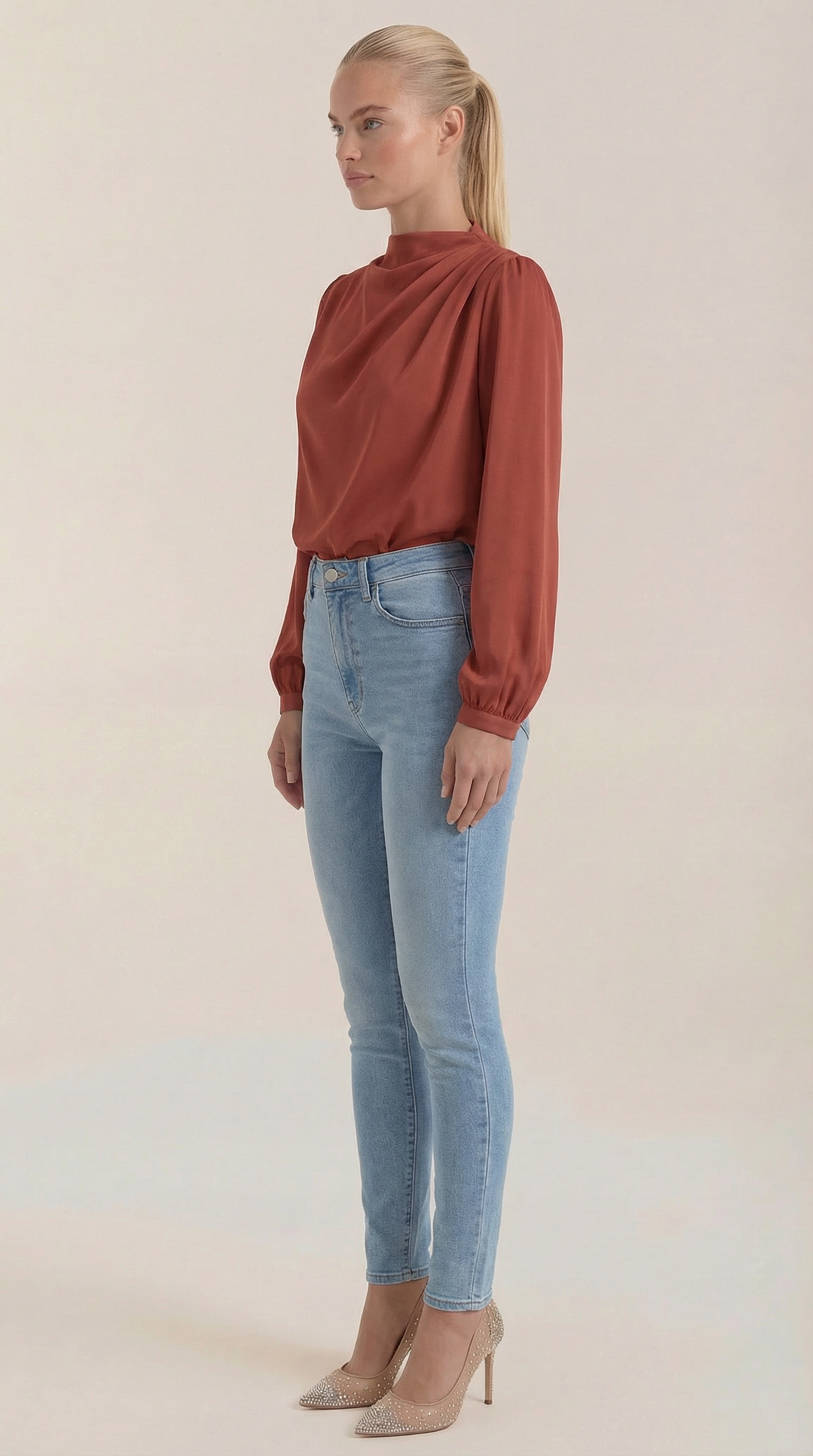 Marcia | Blusa Drapeada de Manga Larga