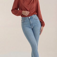 Marcia | Blusa Drapeada de Manga Larga