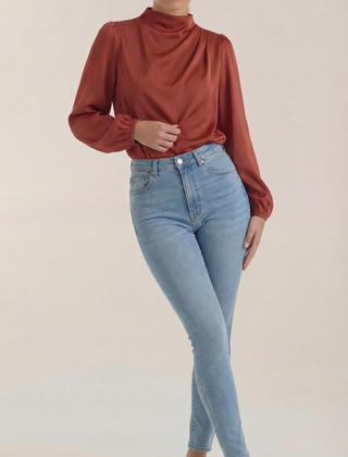 Marcia | Blusa Drapeada de Manga Larga