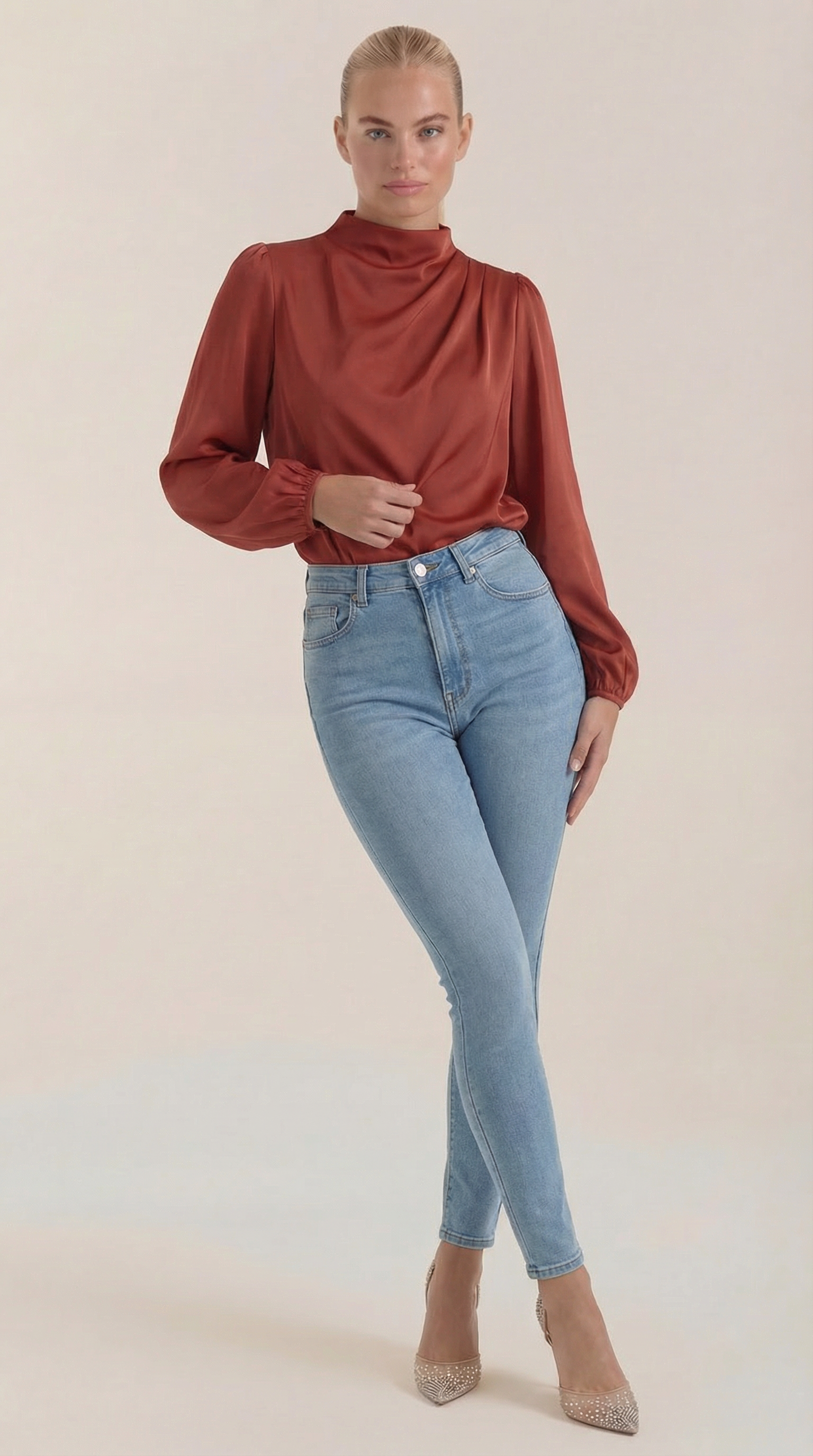 Marcia | Blusa Drapeada de Manga Larga