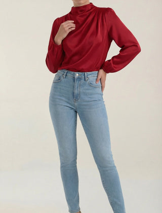 Marcia | Blusa Drapeada de Manga Larga