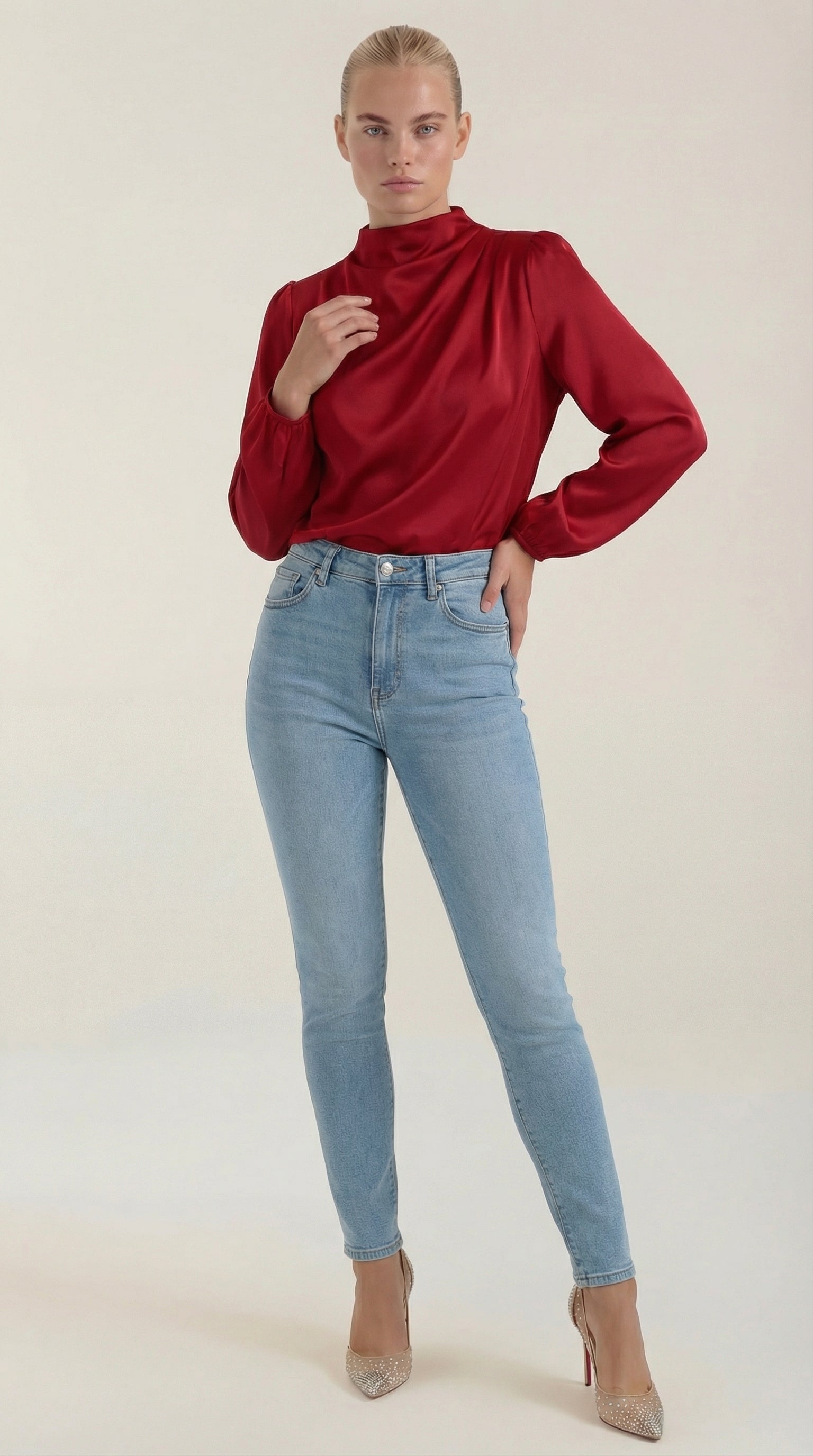 Marcia | Blusa Drapeada de Manga Larga