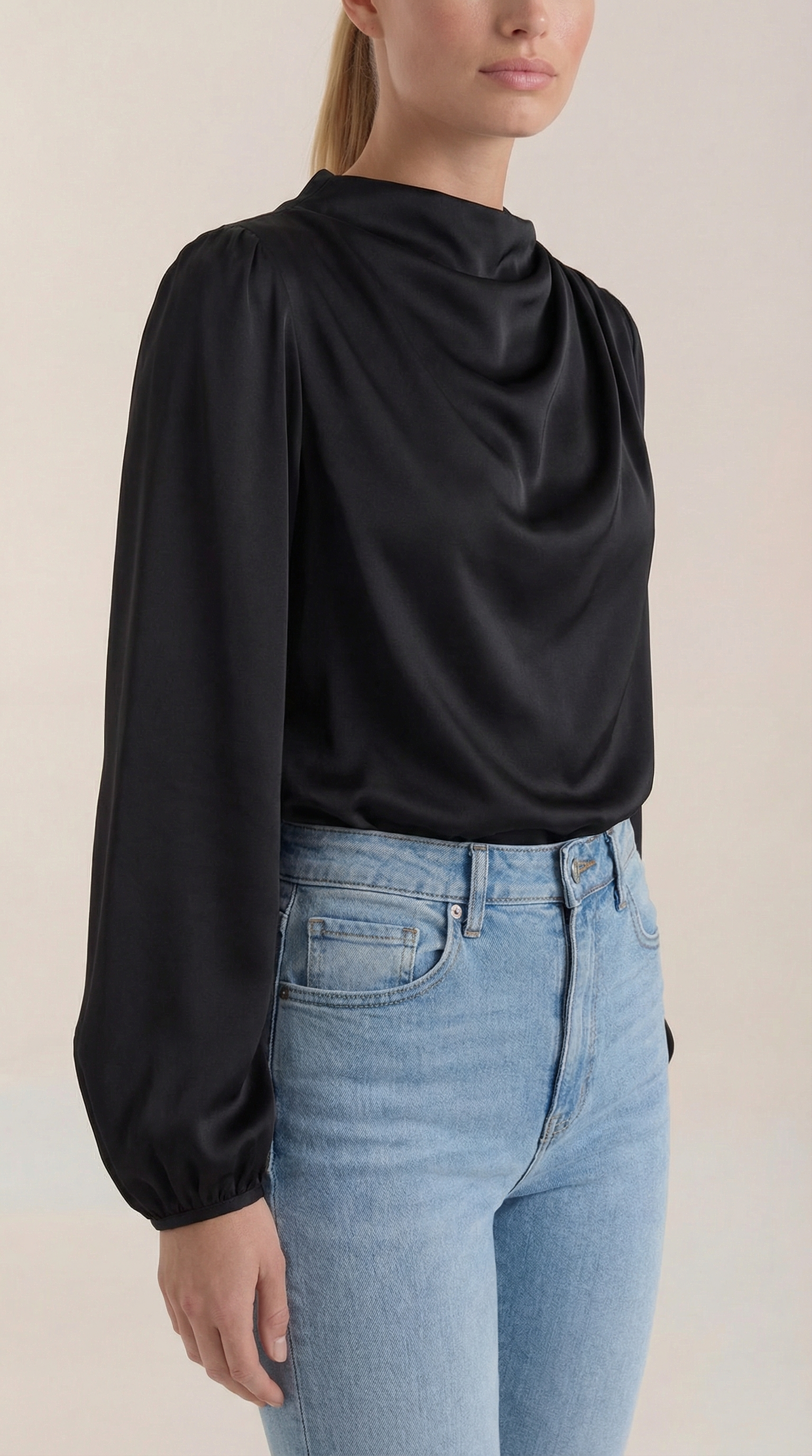 Marcia | Blusa Drapeada de Manga Larga