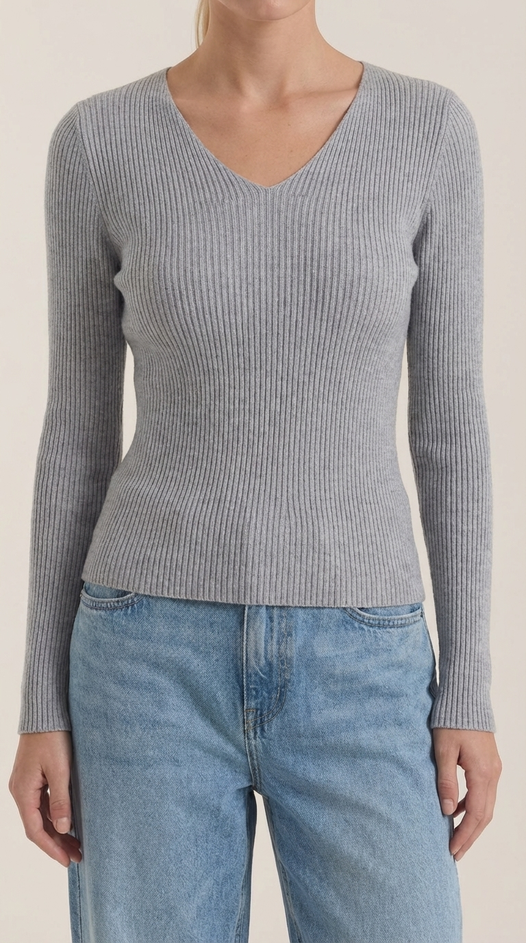 Michelle | Suéter de Canalé con Cuello en V