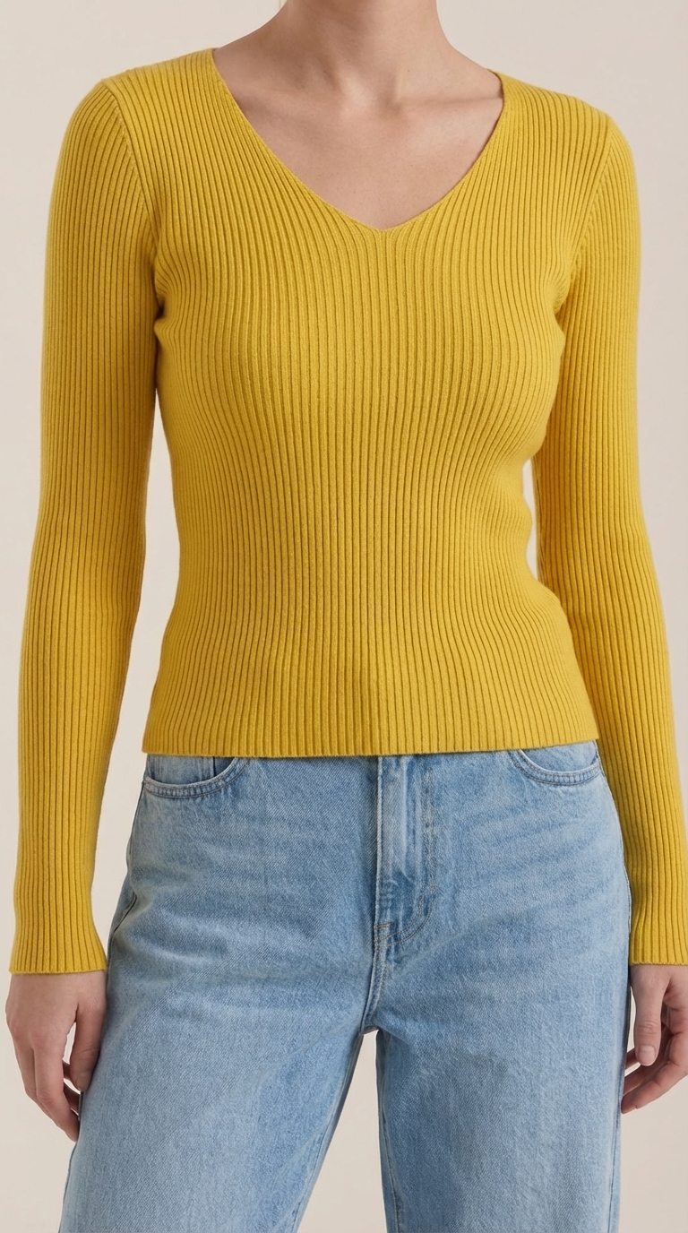 Michelle | Suéter de Canalé con Cuello en V