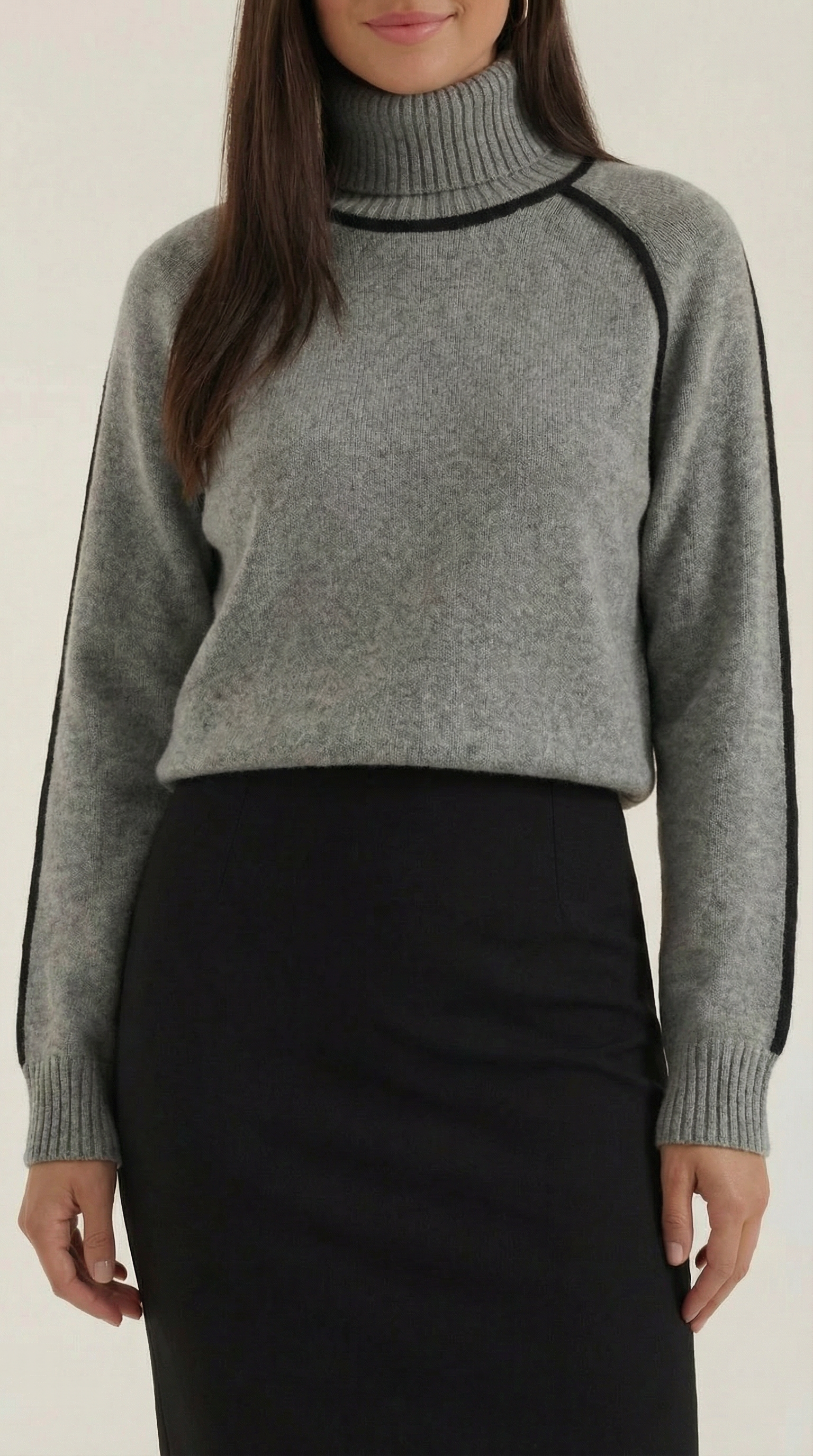 Priscila | Suéter de Cuello Alto con Detalles en Contraste