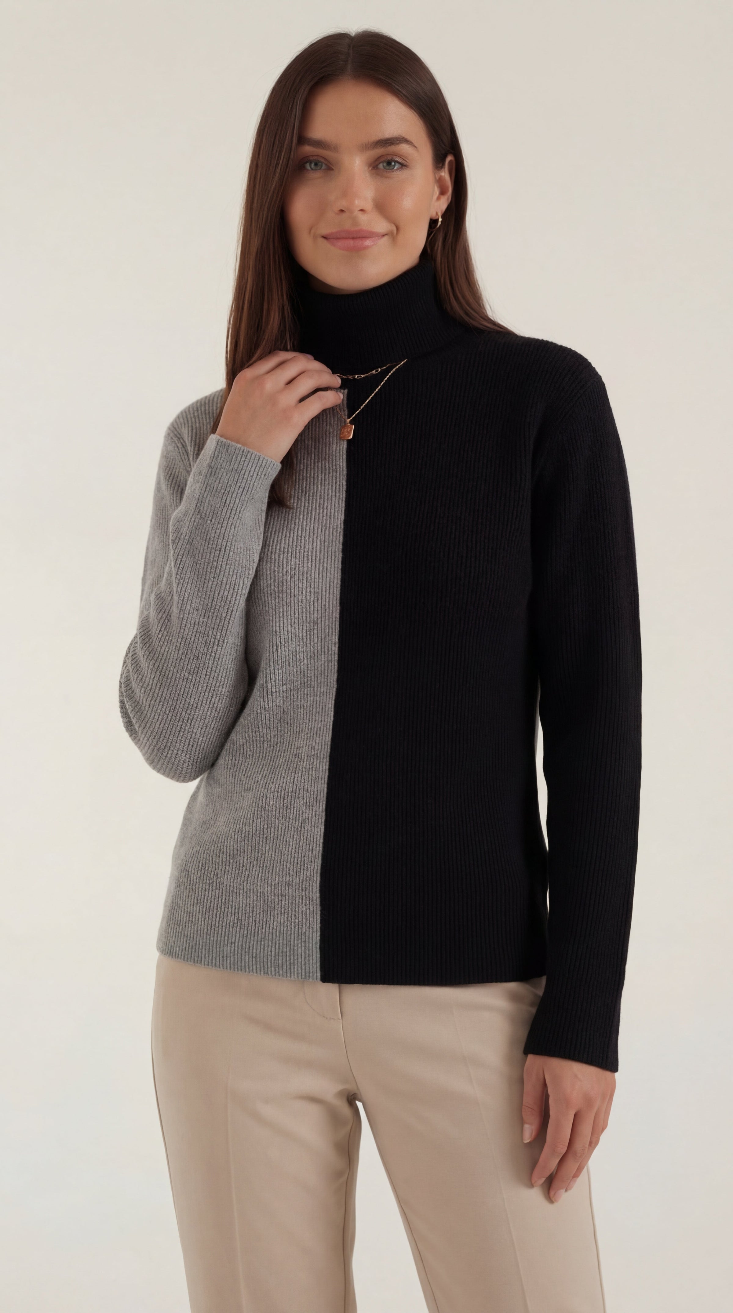 Regina | Suéter de Cuello Alto con Bloques de Color