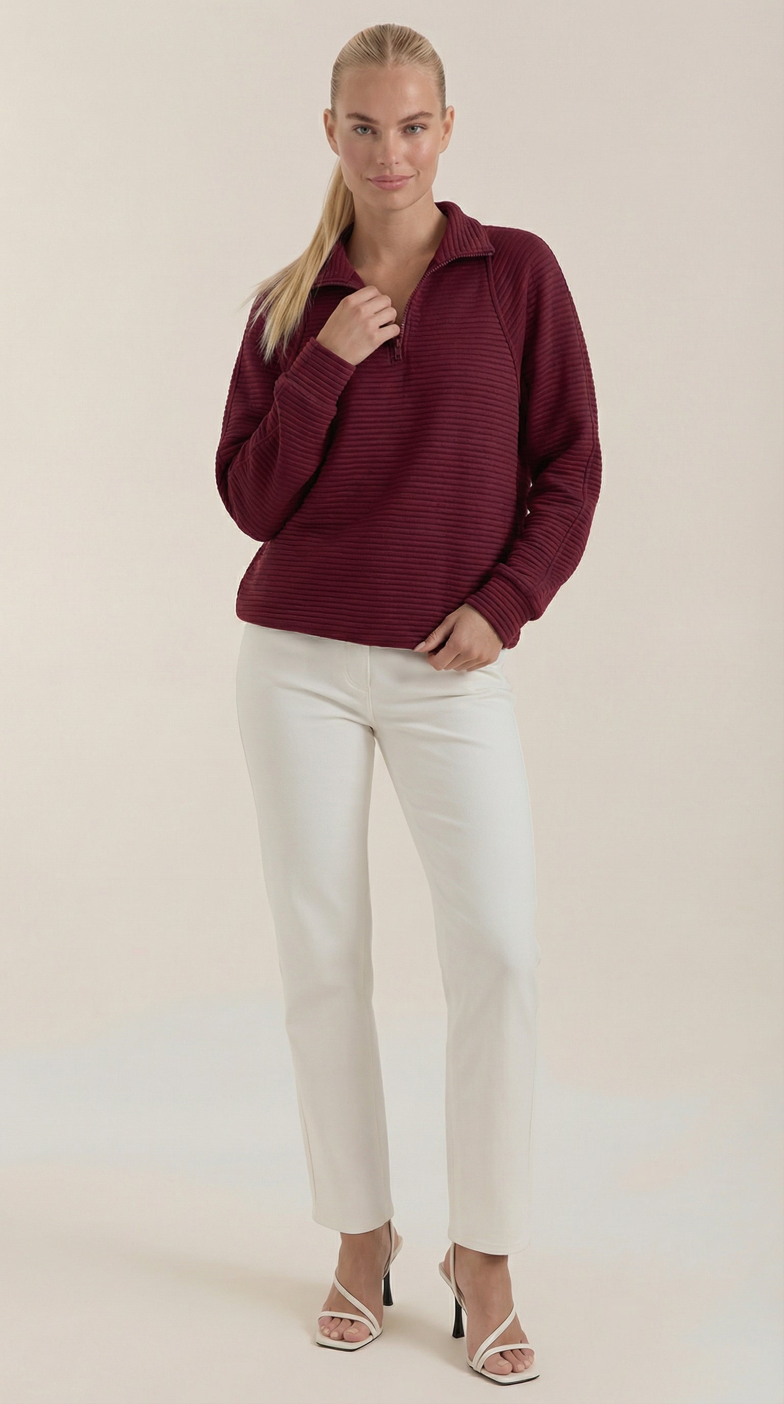 Melinda | Suéter Polo con Media Cremallera