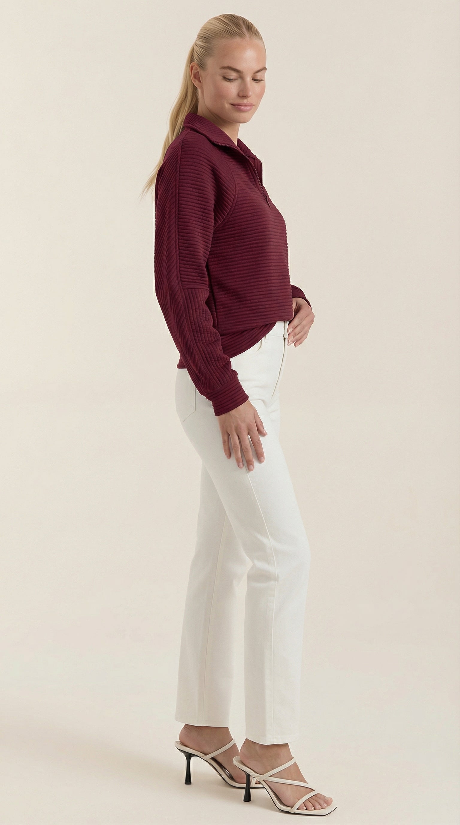 Melinda | Suéter Polo con Media Cremallera