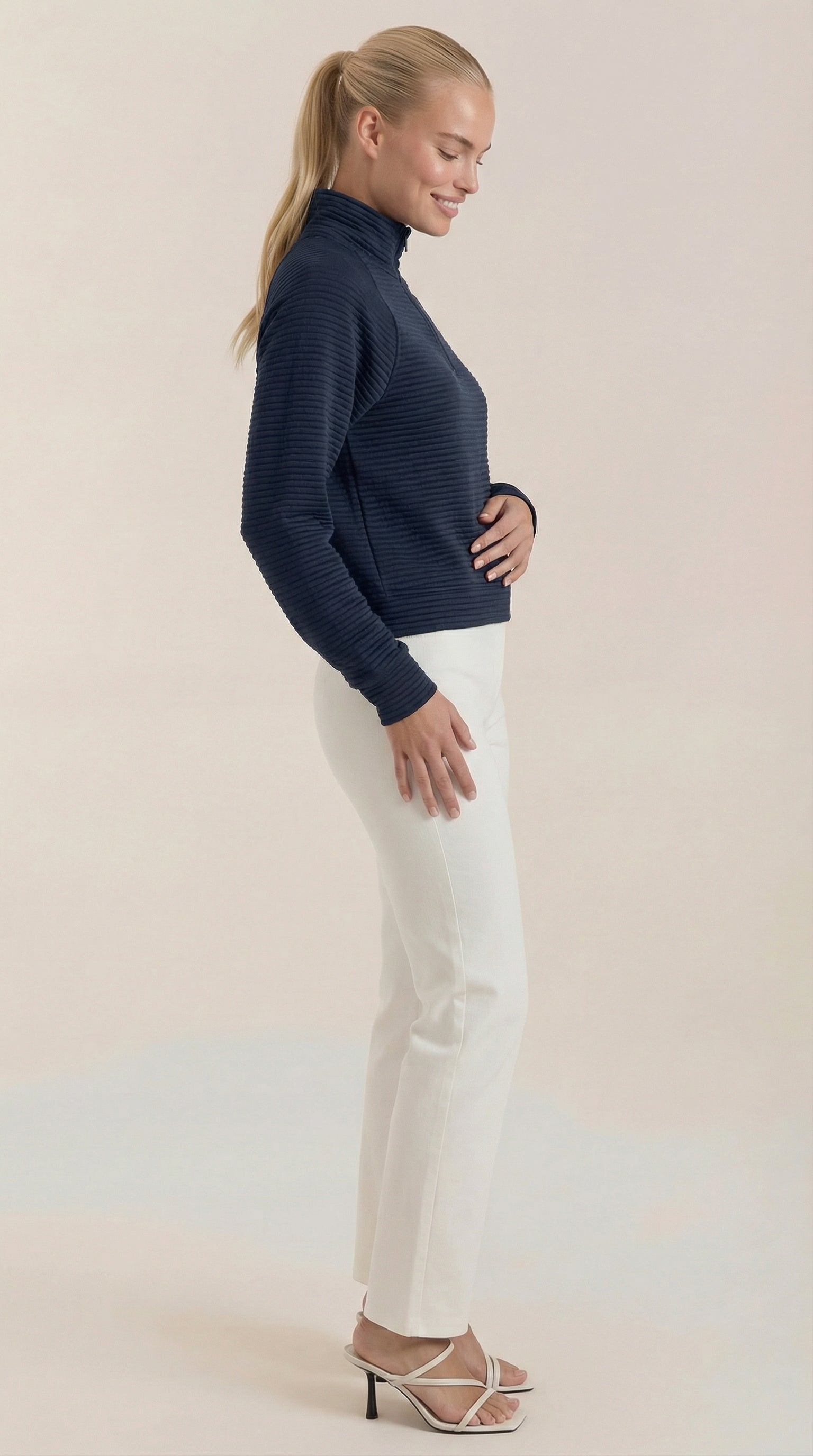 Melinda | Suéter Polo con Media Cremallera