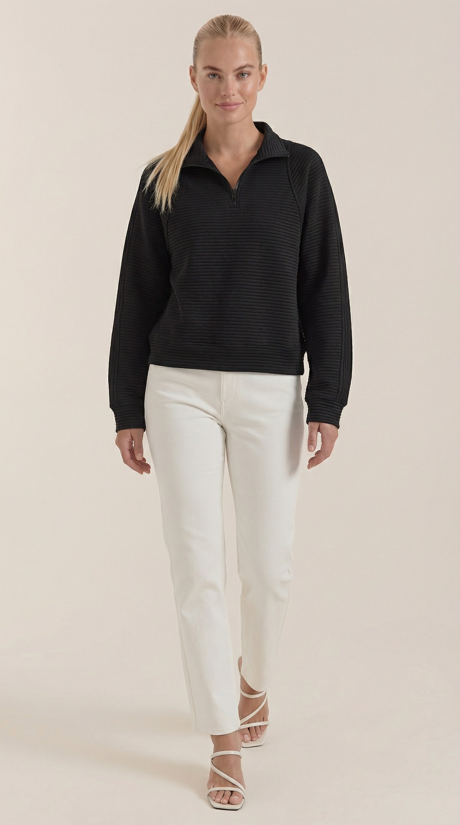 Melinda | Suéter Polo con Media Cremallera
