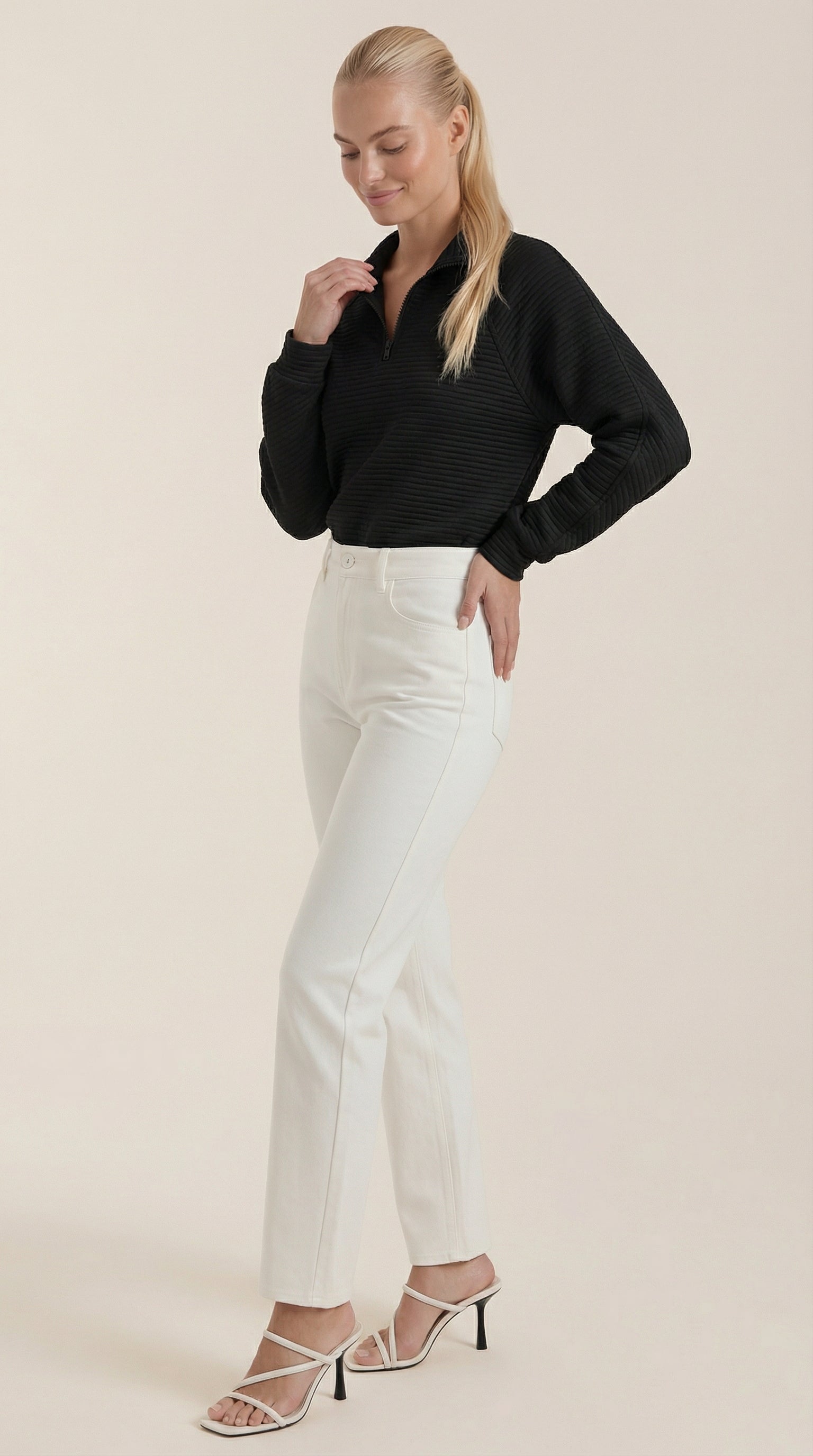 Melinda | Suéter Polo con Media Cremallera