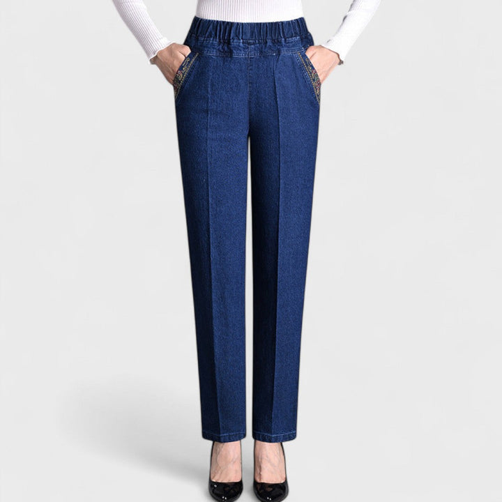Maira - Jeans de mujer con bolsillos laterales y cintura elástica