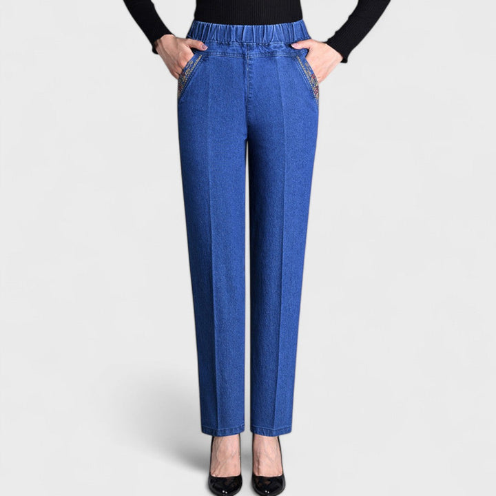 Maira - Jeans de mujer con bolsillos laterales y cintura elástica