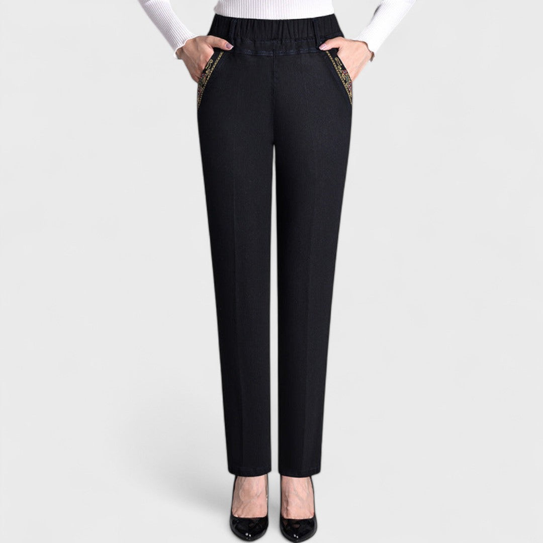 Maira - Jeans de mujer con bolsillos laterales y cintura elástica