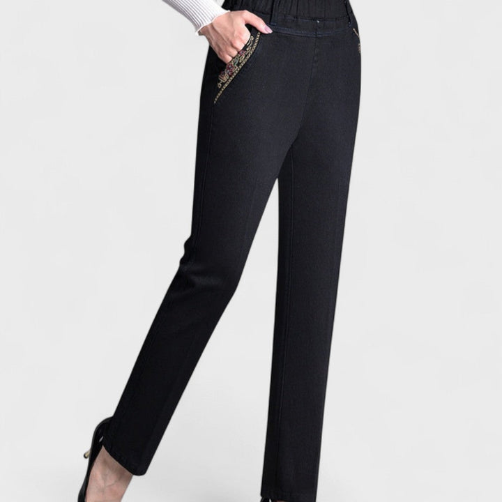 Maira - Jeans de mujer con bolsillos laterales y cintura elástica