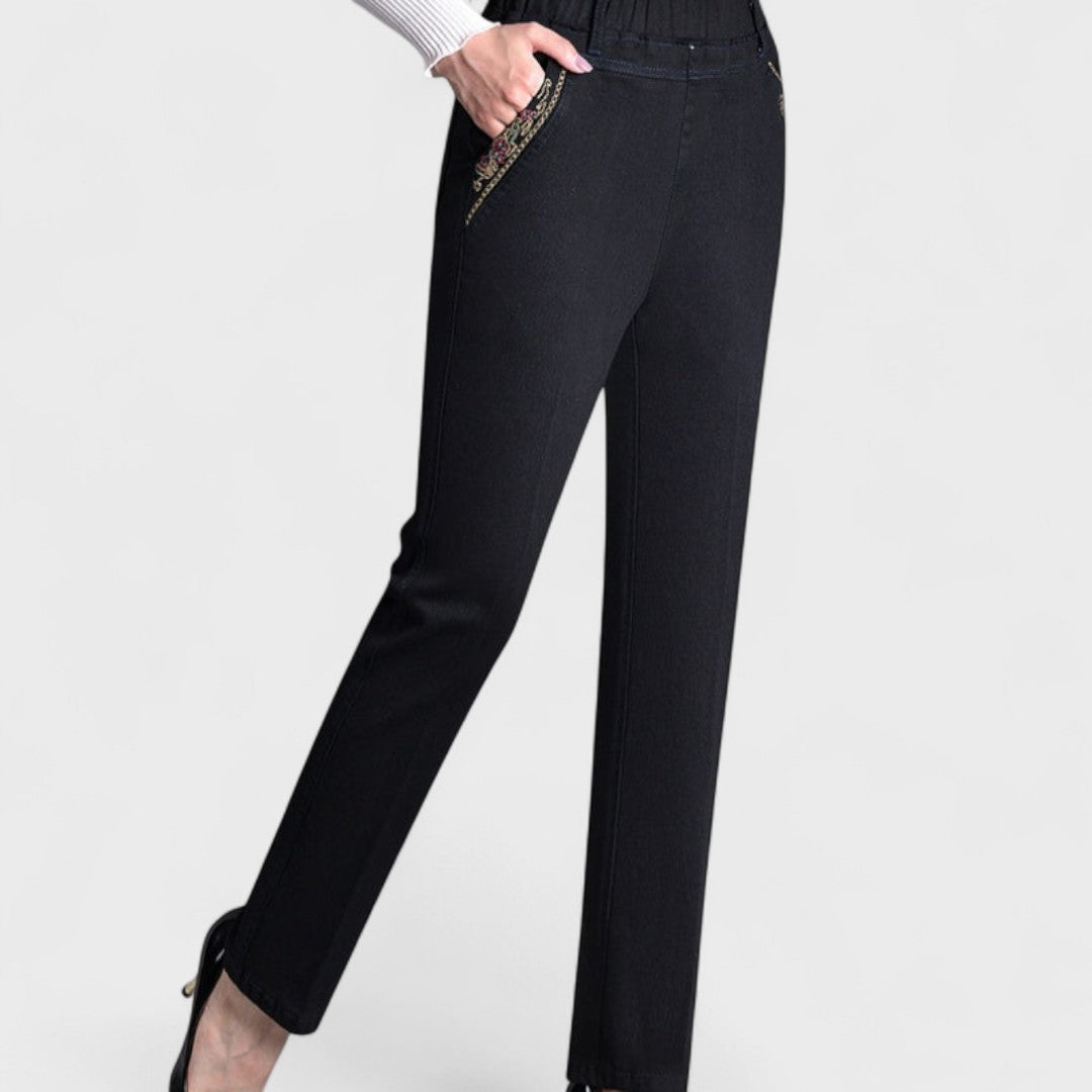 Elisa - Jeans de mujer con bolsillos laterales y cintura elástica