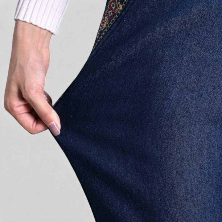 Elisa - Jeans de mujer con bolsillos laterales y cintura elástica