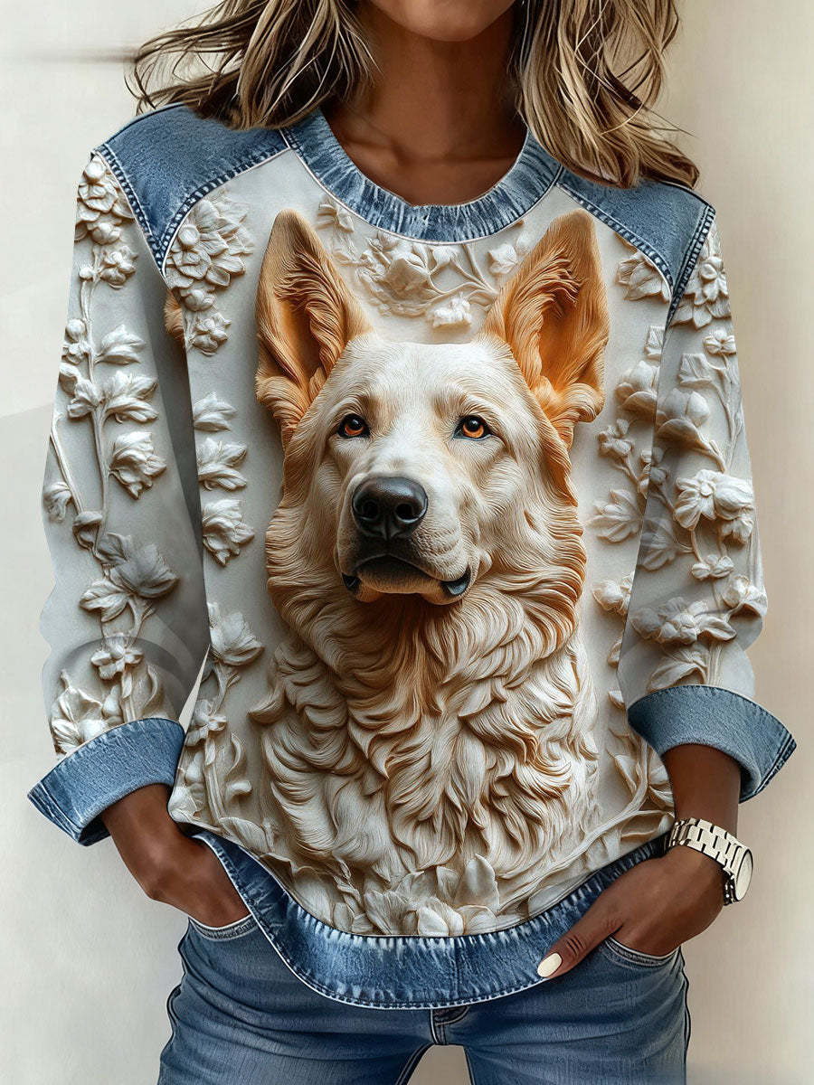 Sudadera vaquera con pastor blanco