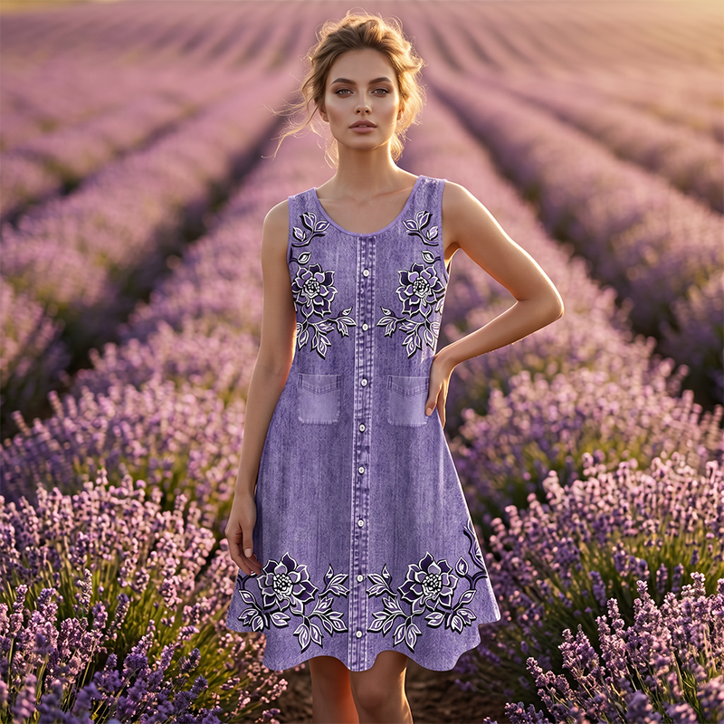Carien | Vestido sin Mangas de Estampado Floral
