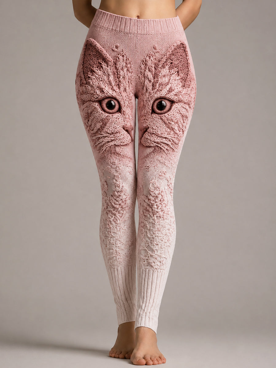 Leggings rosa con cara de gato