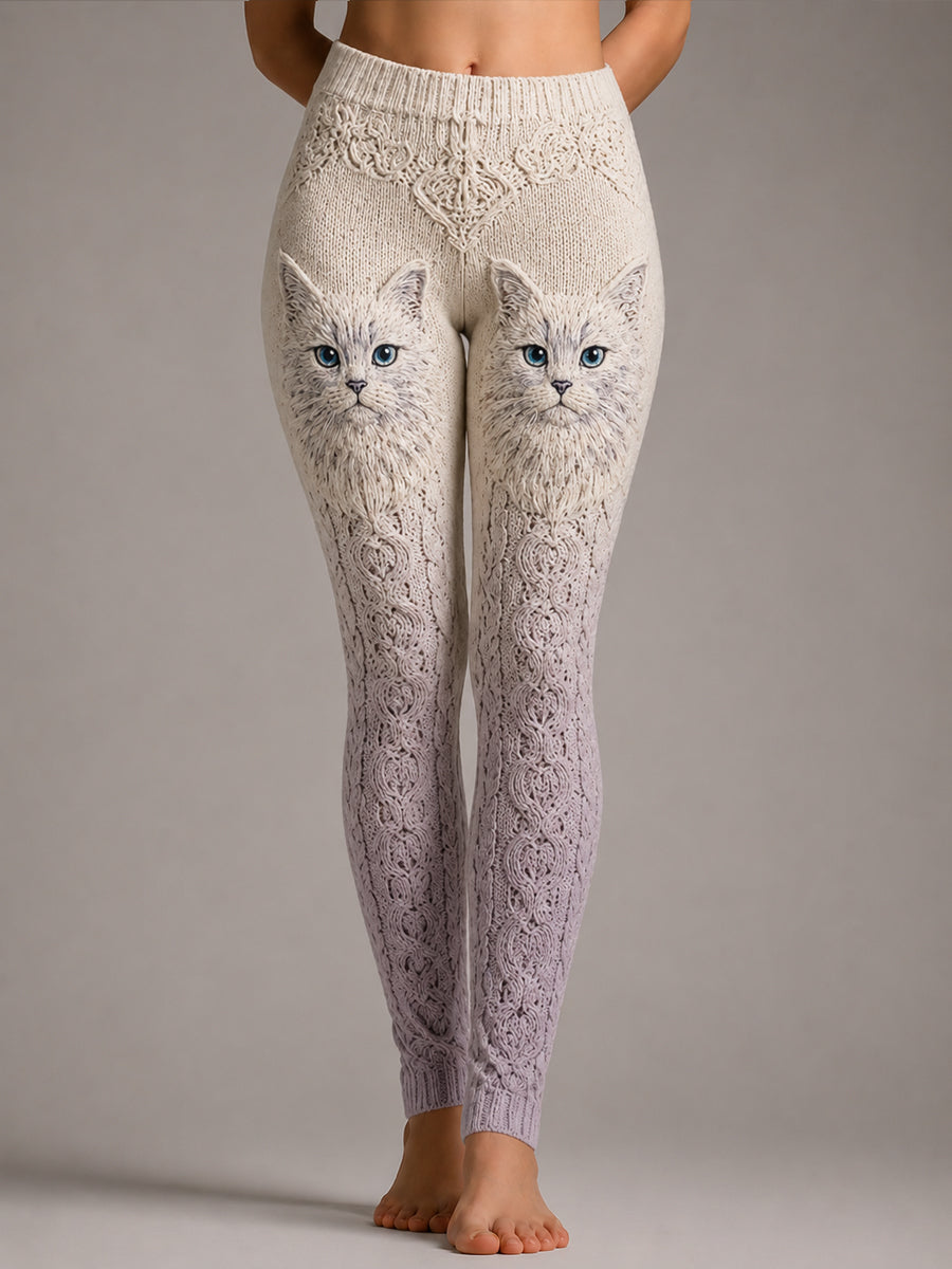 Leggings crema con dos gatos