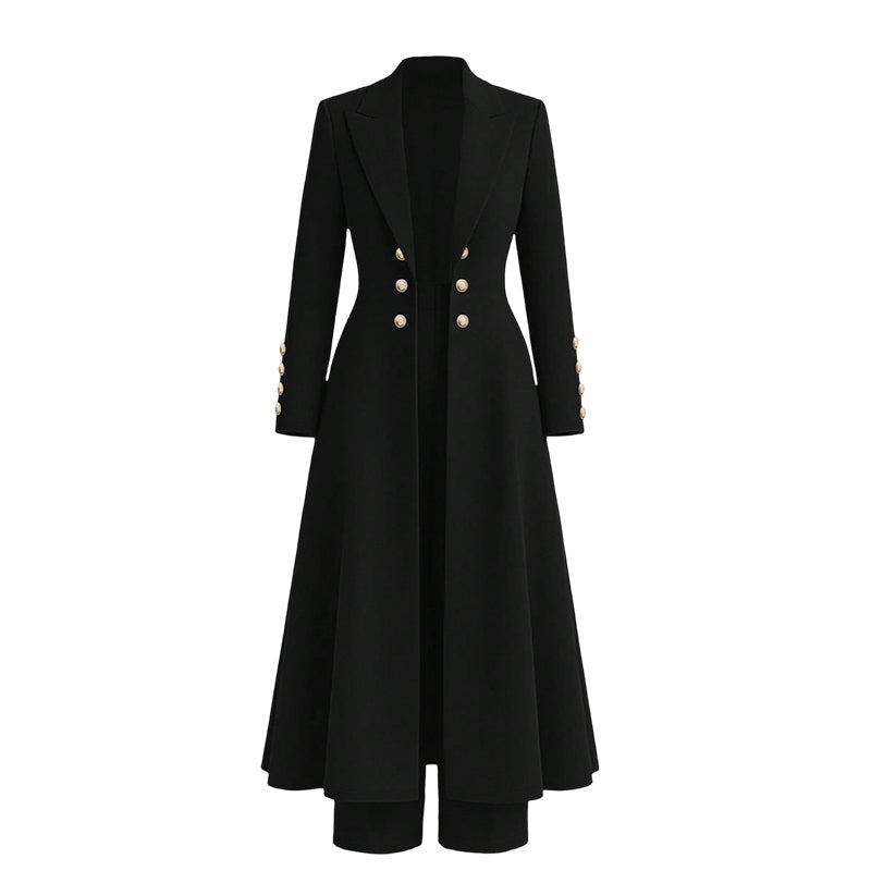 ✨Elegante conjunto de dos piezas de otoño para mujeres con un abrigo largo retro y pantalones sencillos