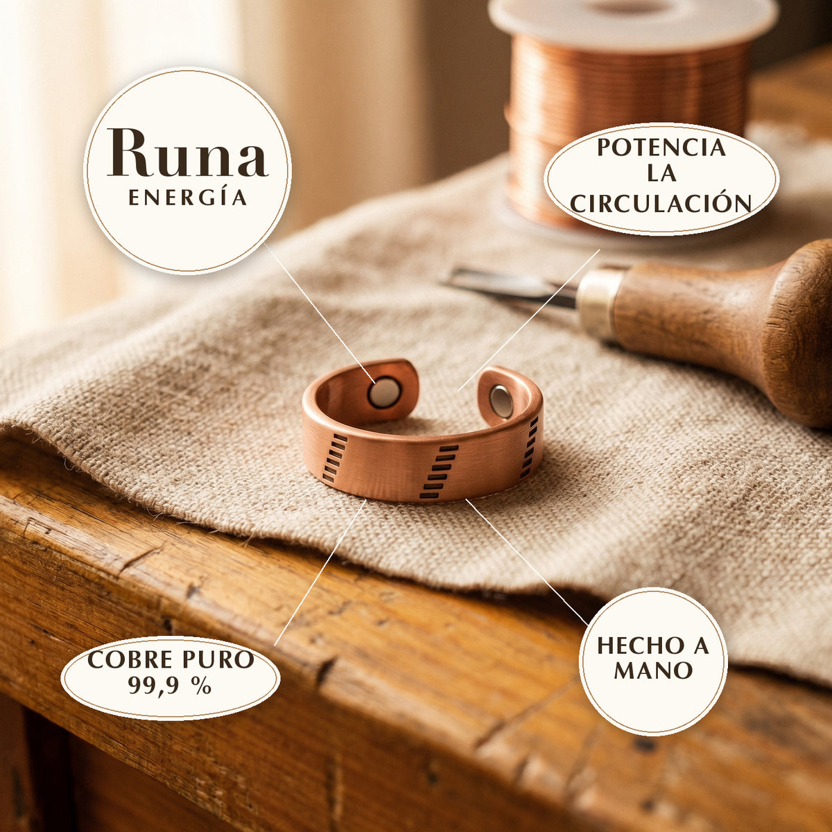 Anillo de cobre Runa