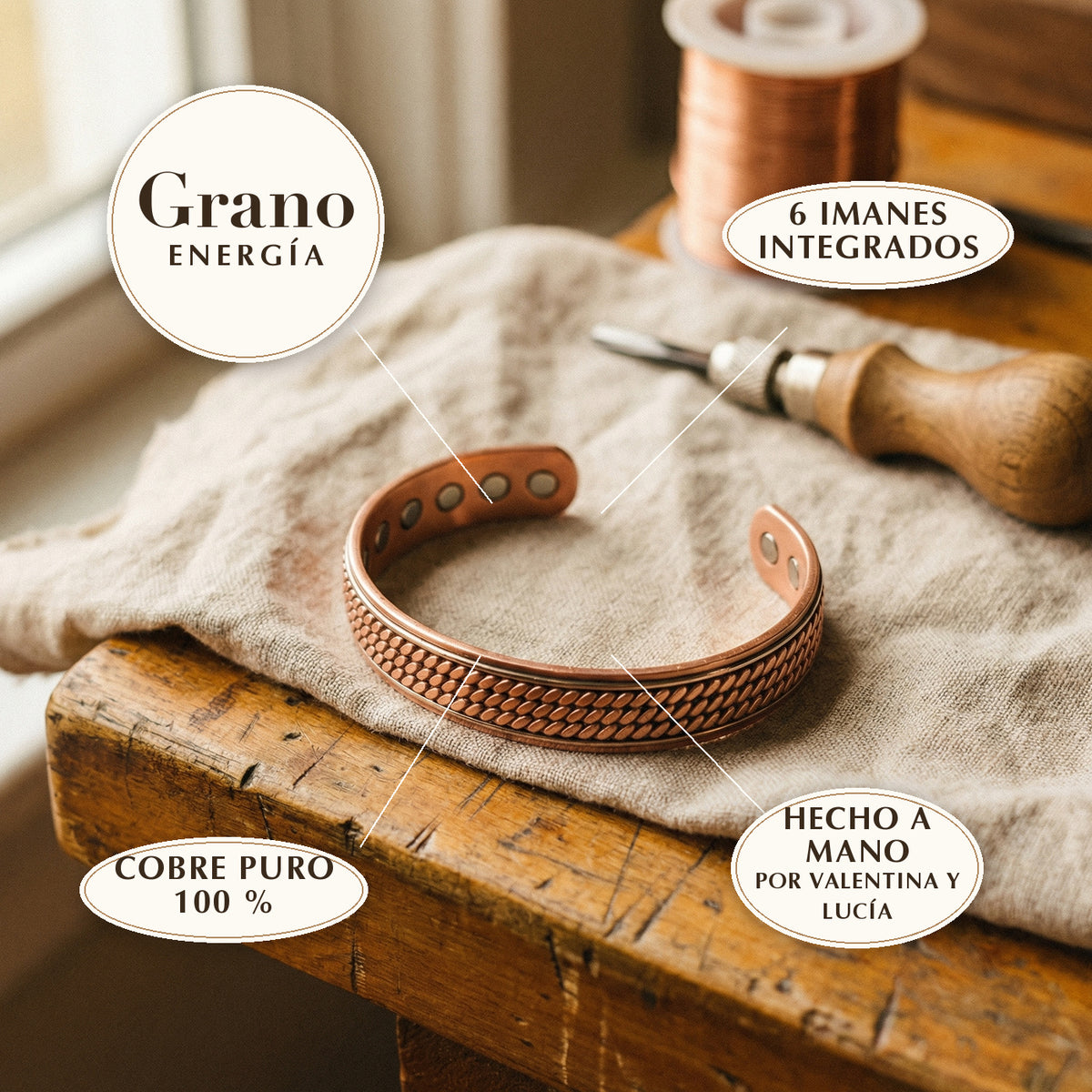Pulsera de cobre Grano